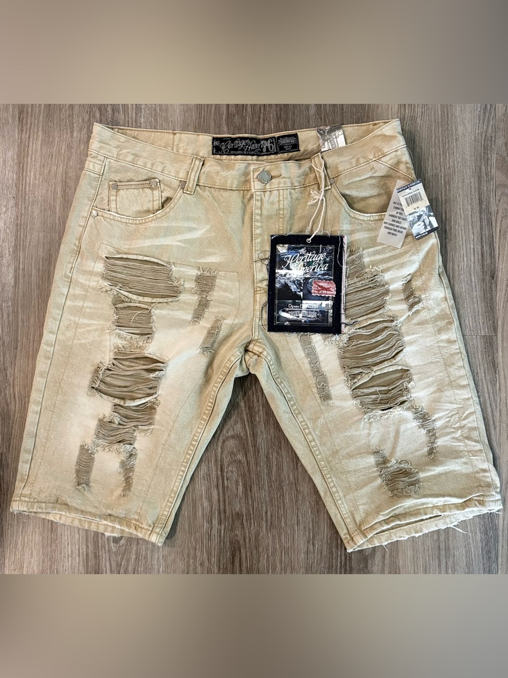 Men's Distressed Denim Shorts by Heritage by America 1776 size 40-New - Picture 2 of 9